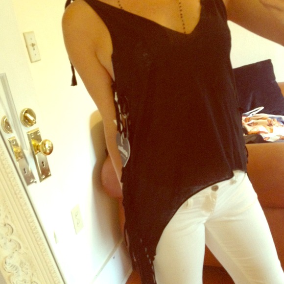 Black fringe top