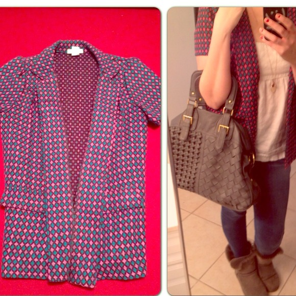Multi Colored Vintage Inspired Short Sleeve Blazer