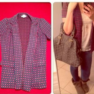 Multi Colored Vintage Inspired Short Sleeve Blazer