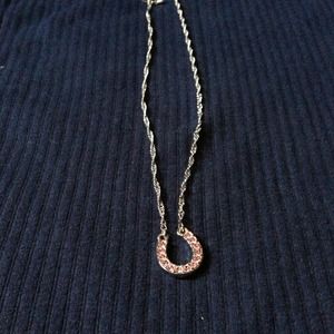 Pink lucky horse shoe necklace