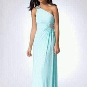 Blue prom dress.