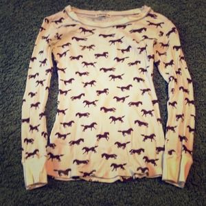 Forever21 tan thermal with brown horses.