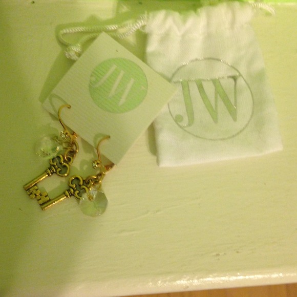 Key and rhinestone earrings