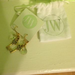 Key and rhinestone earrings