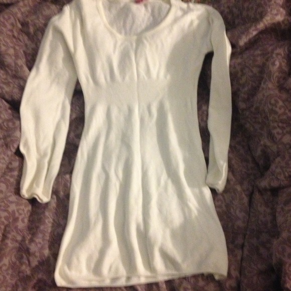 White Long Sleeved Sweater Dress
