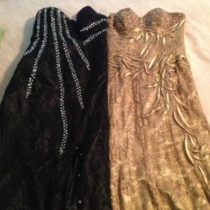 Black and gold prom dress