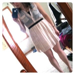 Cream and black sheer shirt dress