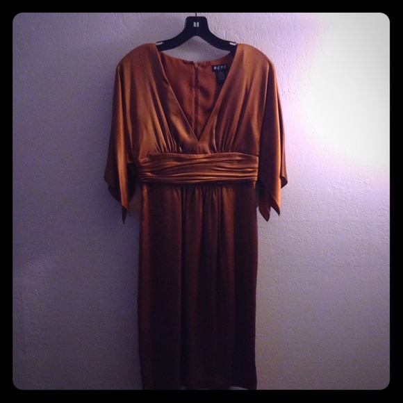 Copper Silk BCBG Paris Evening Dress. - Picture 1 of 4