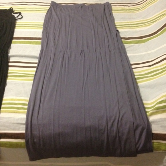Long grey skirt with side slit