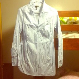 Long blue button down with elastic waist