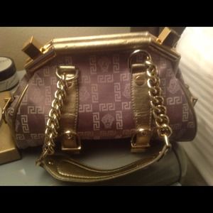 Versace gun metal & gold purse
