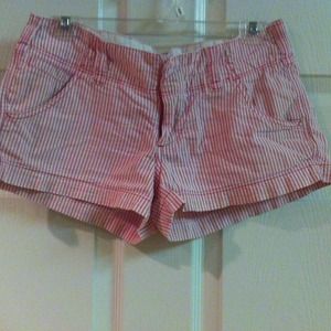 Pink and white striped shorts