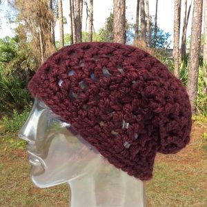 Accessories - Handmade claret colored versatile slouchy hat Accessories - Handmade claret colored versatile slouchy hat