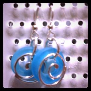 Blue spiral earrings