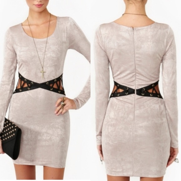 Longs sleeve taupe dress