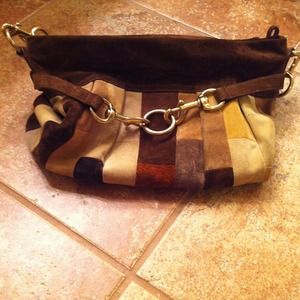 Suede coach purse multi browns gently used