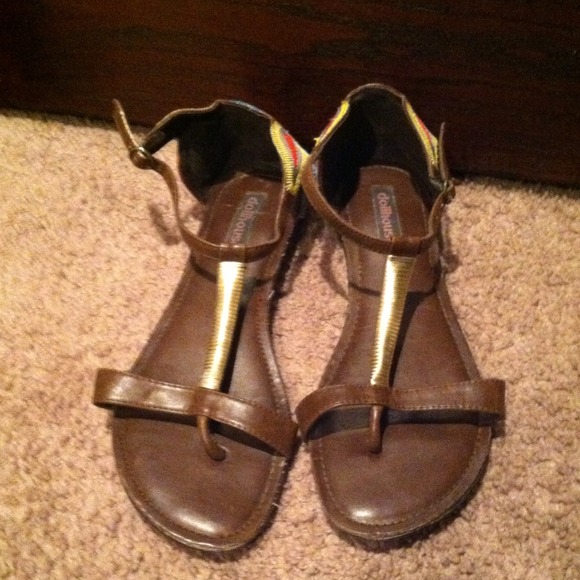 Brown and gold sandals