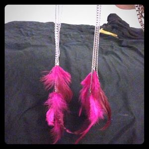 Vintage pink feather earrings