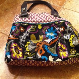 Multi color black with birds purse