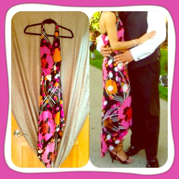 Halter three quarter length gown