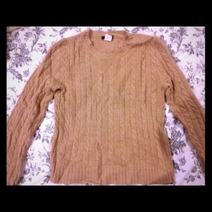 Camel color J Crew cable knit sweater, size small