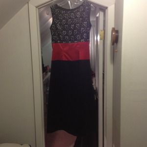 Pure Elegance Black Red and Lace dress