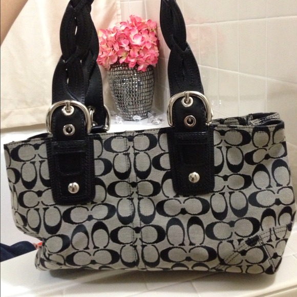 Authentic Black and gray coach purse