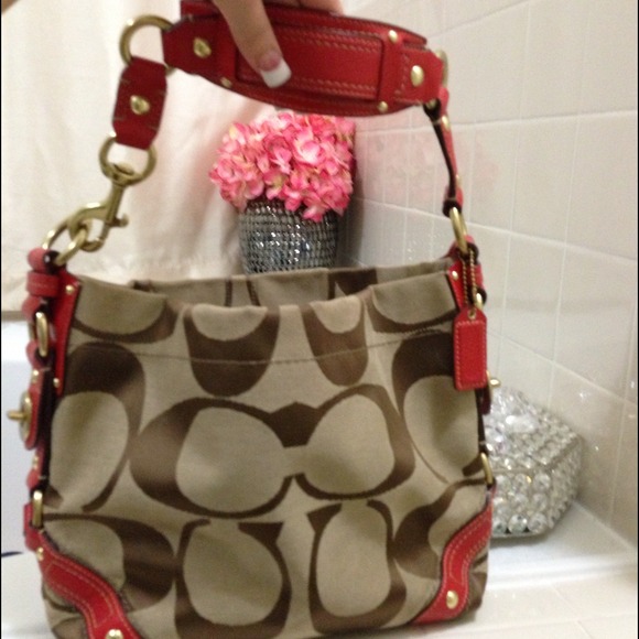 Authentic red orange Coach purse