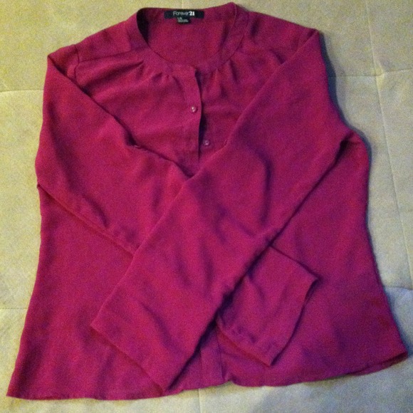 🔴SOLD🔴Fuchsia pink chiffon button up