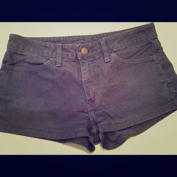 Black denim shorts
