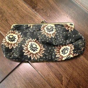 French connection floral fabric clutch
