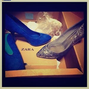Zara cobalt blue court pumps