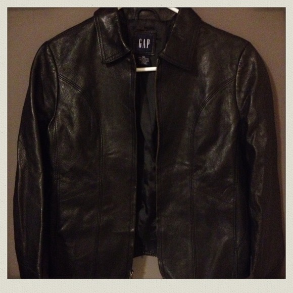 Gap black leather jacket