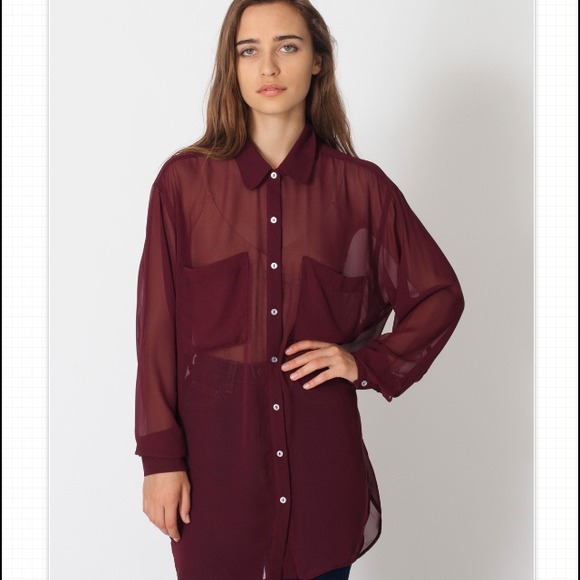 SOLD American apparel chiffon shirt - Picture 2 of 3