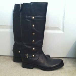 Steve Madden Olster Boots Black Military Riding