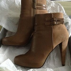DKNY Brown Leather & Suede Booties