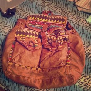 RESERVED!!! Aztec pattern faux leather back pack