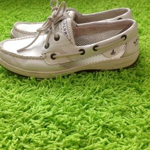 Sperry Top Sider  White  leather boat shoes