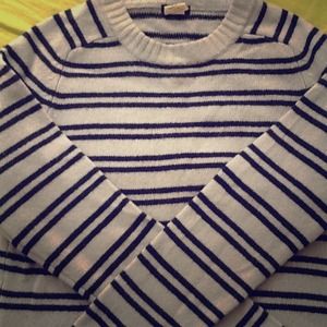 J. Crew lambs wool sweater light blue with navy