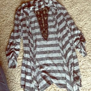 Stripe Cardigan w lace
