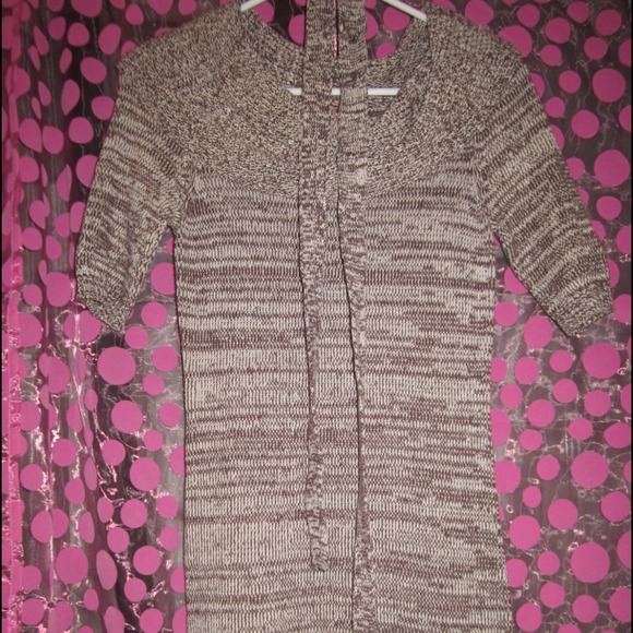 Tan and Brown sweater dress with waist tie
