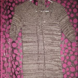 Tan and Brown sweater dress with waist tie