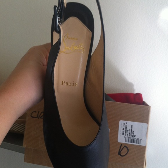 Size 40 euro black sling back peep toes