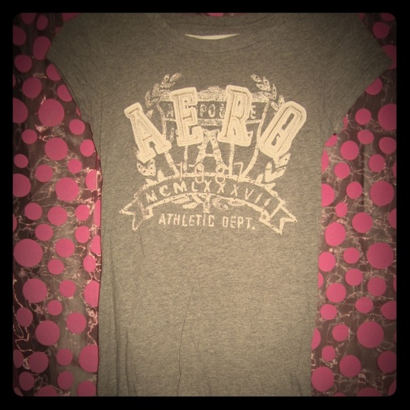 Grey and silver Aeropostale shirt with rhinestones
