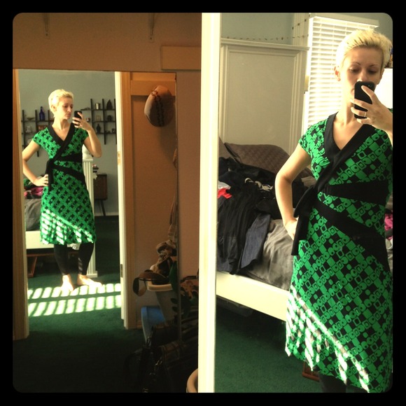 Vivid green and black dress