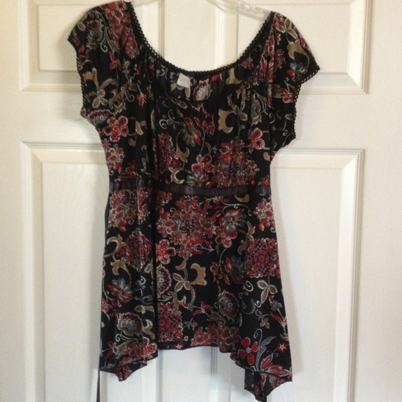 SOLD Black floral blouse