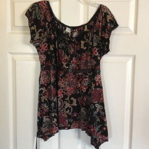 SOLD Black floral blouse