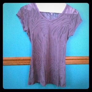 Grey lace printed top