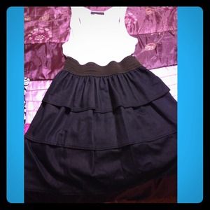 Dark blue and white ruffle dress