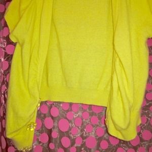 Large yellow cardigan with jewel flowers